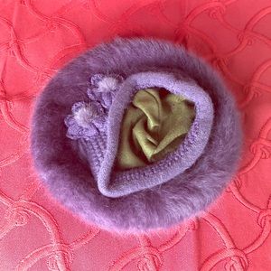 Vintage purple faux fur beret hat